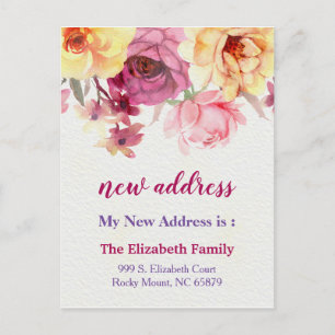 Beautiful Floral New Address Moving Announcement Aankondigingskaart