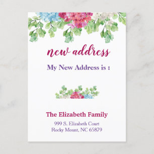 Beautiful Floral New Address Moving Announcement Aankondigingskaart