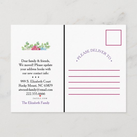 Beautiful Floral New Address Moving Announcement Aankondigingskaart (Achterkant)