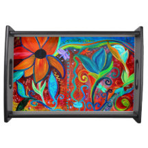 Beautiful floral orange blue art