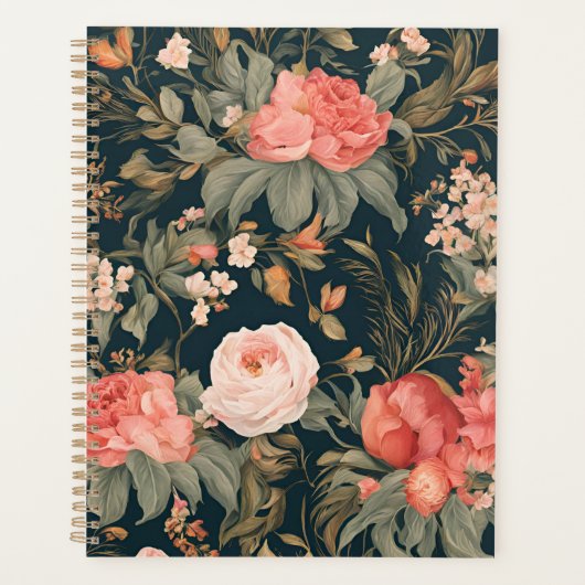 Beautiful Floral Rose Flowers Watercolor Painted Planner (Voorkant)