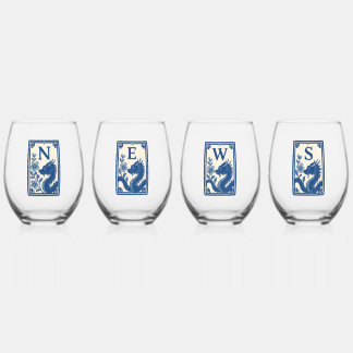 Beautiful Flow Blue Style Mahjong Wine Glasses Wijnglas Zonder Voet