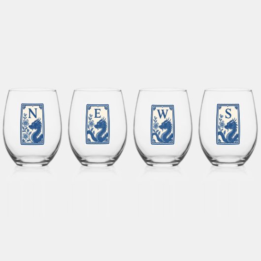 Beautiful Flow Blue Style Mahjong Wine Glasses Wijnglas Zonder Voet (Voorkant)