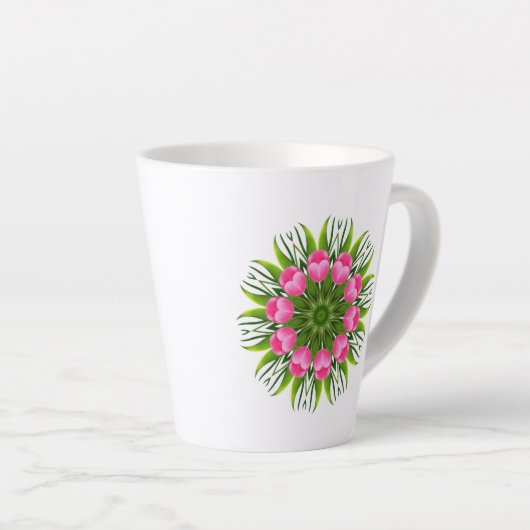 Beautiful Flower Mandala Design-79358 Latte Mok (Rechterhoek)