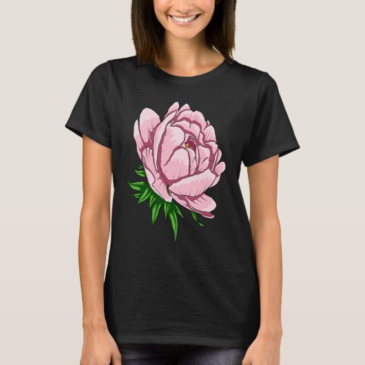 Beautiful Flower Peony Floral Pink Peonies T-shirt (Voorkant)