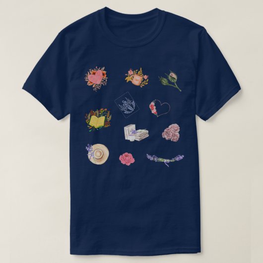 Beautiful Flowers Growing From Book cute pastels f T-shirt (Design voorkant)