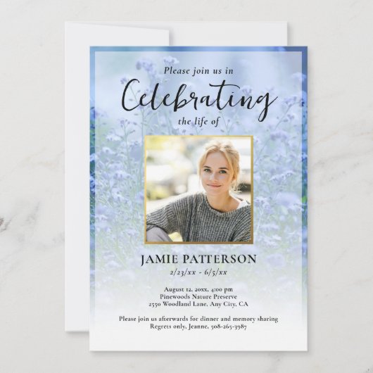 Beautiful Flowers Life Celebration Photo Funeral  Kaart (Voorkant)