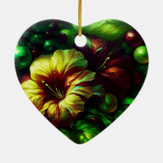 Beautiful Flowers on a Valentines Day Tree  Keramisch Ornament (Achterkant)