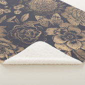 Beautiful flowers peonies, roses and butterflies.  sherpa deken (3/4)