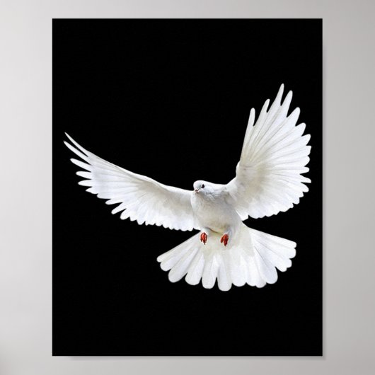 Beautiful Flying Peaceful White Dove Photo Silhoue Poster (Voorkant)
