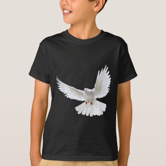 Beautiful Flying Peaceful White Dove Photo Silhoue T-shirt (Voorkant)