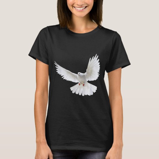 Beautiful Flying Peaceful White Dove Photo Silhoue T-shirt (Voorkant)