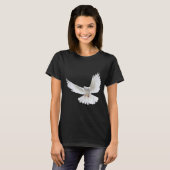 Beautiful Flying Peaceful White Dove Photo Silhoue T-shirt (Voorkant volledig)