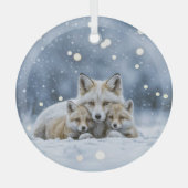 Beautiful Foxes in Snow Christmas Glas Ornament (Voorkant)