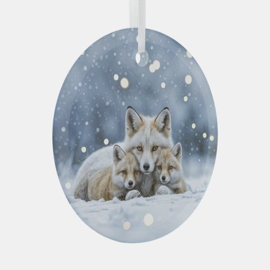 Beautiful Foxes in Snow Christmas Glas Ornament (Voorkant Rechts)