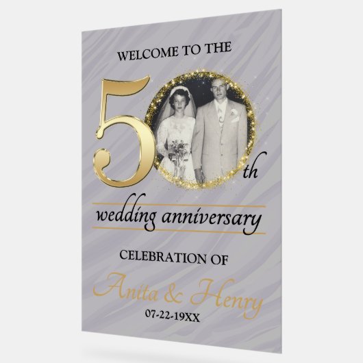 Beautiful Frosted 50th Wedding Anniversary Acryl Bord (Hoek)