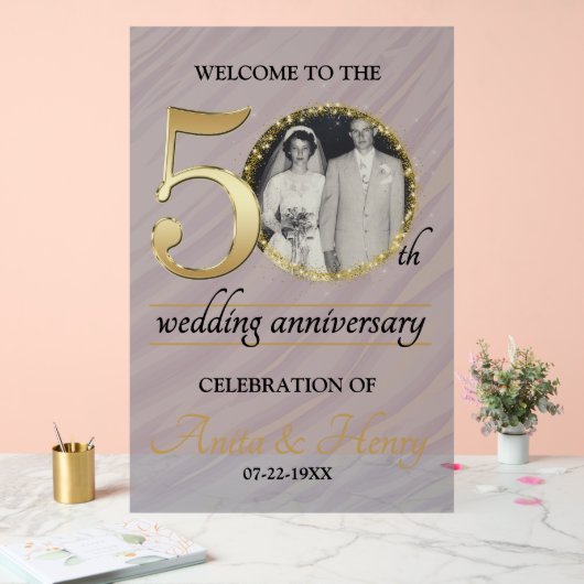 Beautiful Frosted 50th Wedding Anniversary Acryl Bord (Huwelijk)