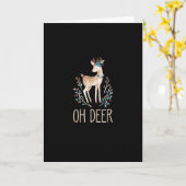 Beautiful Funny Deer Oh Deer Modern Design Kaart (Gele Bloem)