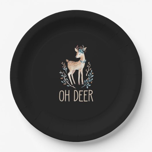 Beautiful Funny Deer Oh Deer Modern Design  Papieren Bordje (Voorkant)