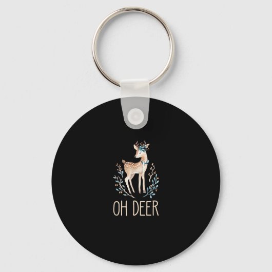 Beautiful Funny Deer Oh Deer Modern Design Sleutelhanger (Voorkant)