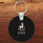 Beautiful Funny Deer Oh Deer Modern Design Sleutelhanger (Voorkant)