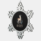 Beautiful Funny Deer Oh Deer Modern Design Tin Sneeuwvlok Ornament (Rechts)