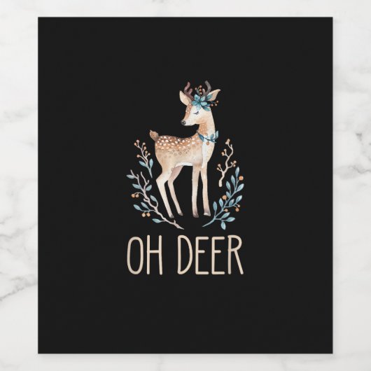 Beautiful Funny Deer Oh Deer Modern Design Wijn Etiket (Enkel label)