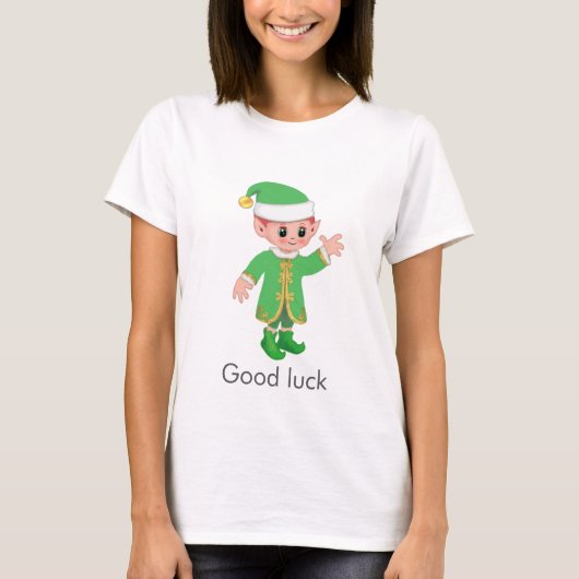 Beautiful Funny Lucky Elf & Calligraphy T-shirt (Voorkant)