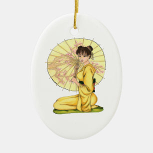 BEAUTIFUL GEISHA CEREMONY KERAMISCH ORNAMENT