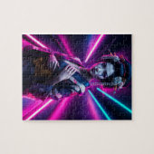 Beautiful Geisha Puzzle with Neon Background - Ele Legpuzzel (Horizontaal)