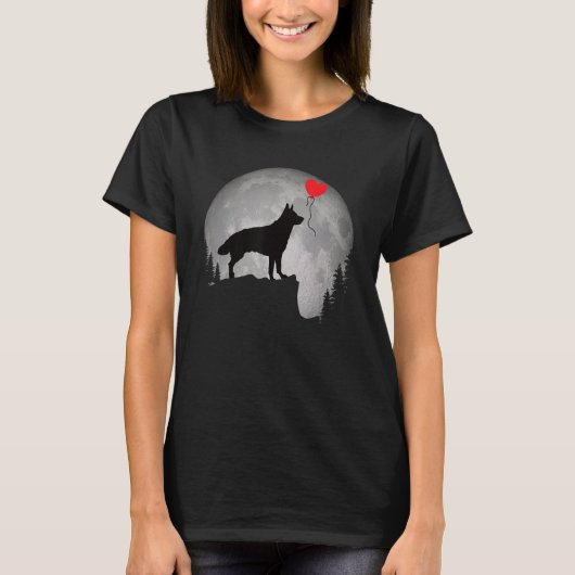 Beautiful German Shepherd Dog Silhouette Moon Shep T-shirt (Voorkant)