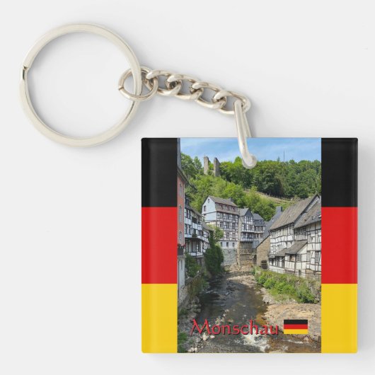 Beautiful German village Monschau in summer travel Sleutelhanger (voorkant)