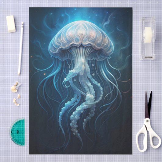 Beautiful Giant Blue Ocean Jelly Fish Decoupage Tissuepapier (Craft)
