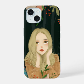 Beautiful Girl Illustration Phone Case iPhone 15 Case