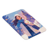 Beautiful Girl Walking on Winter Street Magneet (Rechterzijde)