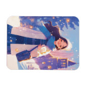 Beautiful Girl Walking on Winter Street Magneet (Horizontaal)