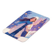 Beautiful Girl Walking on Winter Street Magneet (Linkerzijde)