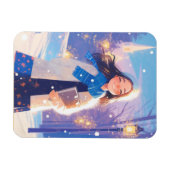 Beautiful Girl Walking on Winter Street Magneet (Horizontaal)