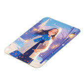 Beautiful Girl Walking on Winter Street Magneet (Linkerzijde)