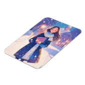 Beautiful Girl Walking on Winter Street Magneet (Linkerzijde)