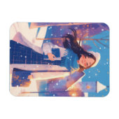 Beautiful Girl Walking on Winter Street Magneet (Horizontaal)