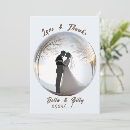 Beautiful Glass Globe Wedding Bedankkaart (Staand voorkant)