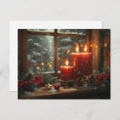 Beautiful Glowing Red Candles Pine Cones Berries Briefkaart (Voorkant / Achterkant)
