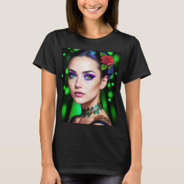 Beautiful goddess of the forest with green eyes t-shirt
