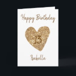 Beautiful Gold Watercolor Heart 13th Birthday Kaart<br><div class="desc">Beautiful Gold Watercolor Heart 13th Birthday, a cute birthday design made for any granddaughter. If you're looking for some pretty granddaughter birthday cards, Houd birthday cards or thirteenth birthday cards, this one is for you. The design features heeft een gulden heart, something attractive and beautiful, so, don't hesitate to personalize...</div>