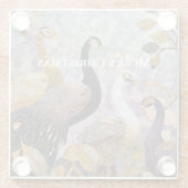 Beautiful Gold White Peacocks Christmas Glazen Onderzetter (Achterkant)