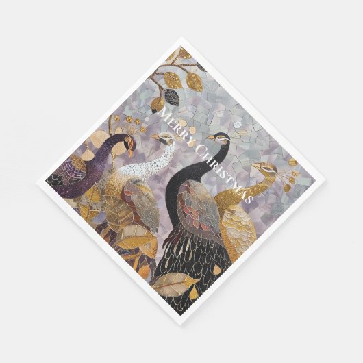 Beautiful Gold White Peacocks Christmas Servet (Hoek)