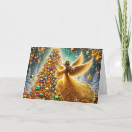 Beautiful Golden Angel Christmas Feestdagen Kaart