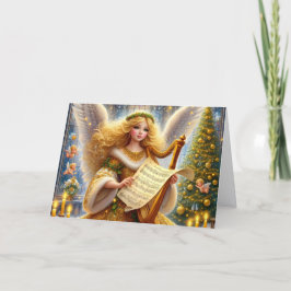 Beautiful Golden Angel Christmas Feestdagen Kaart
