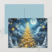 Beautiful golden Christmas tree blue Briefkaart (Voorkant / Achterkant)
